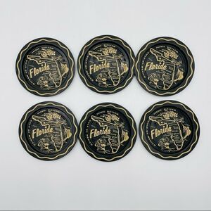 Set of 6 Vintage Tin Florida Coasters
